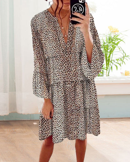 Ruby - Leopard knielanges Damenkleid
