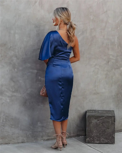 Aisha - Glamouröses Drapé-Midikleid für Damen