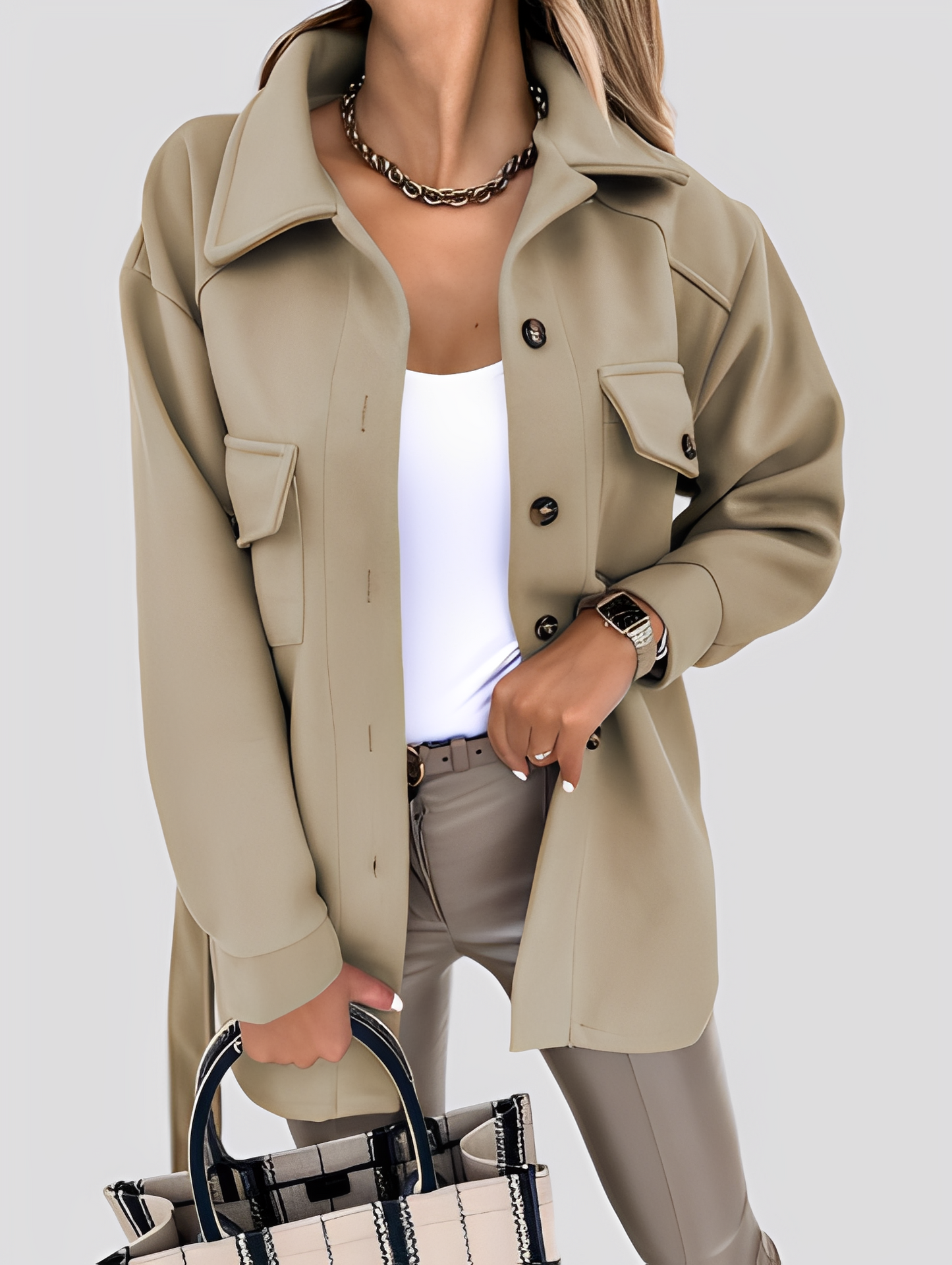 Tiffanie - Moderne, leichte Wolljacke mit Reverskragen für Damen