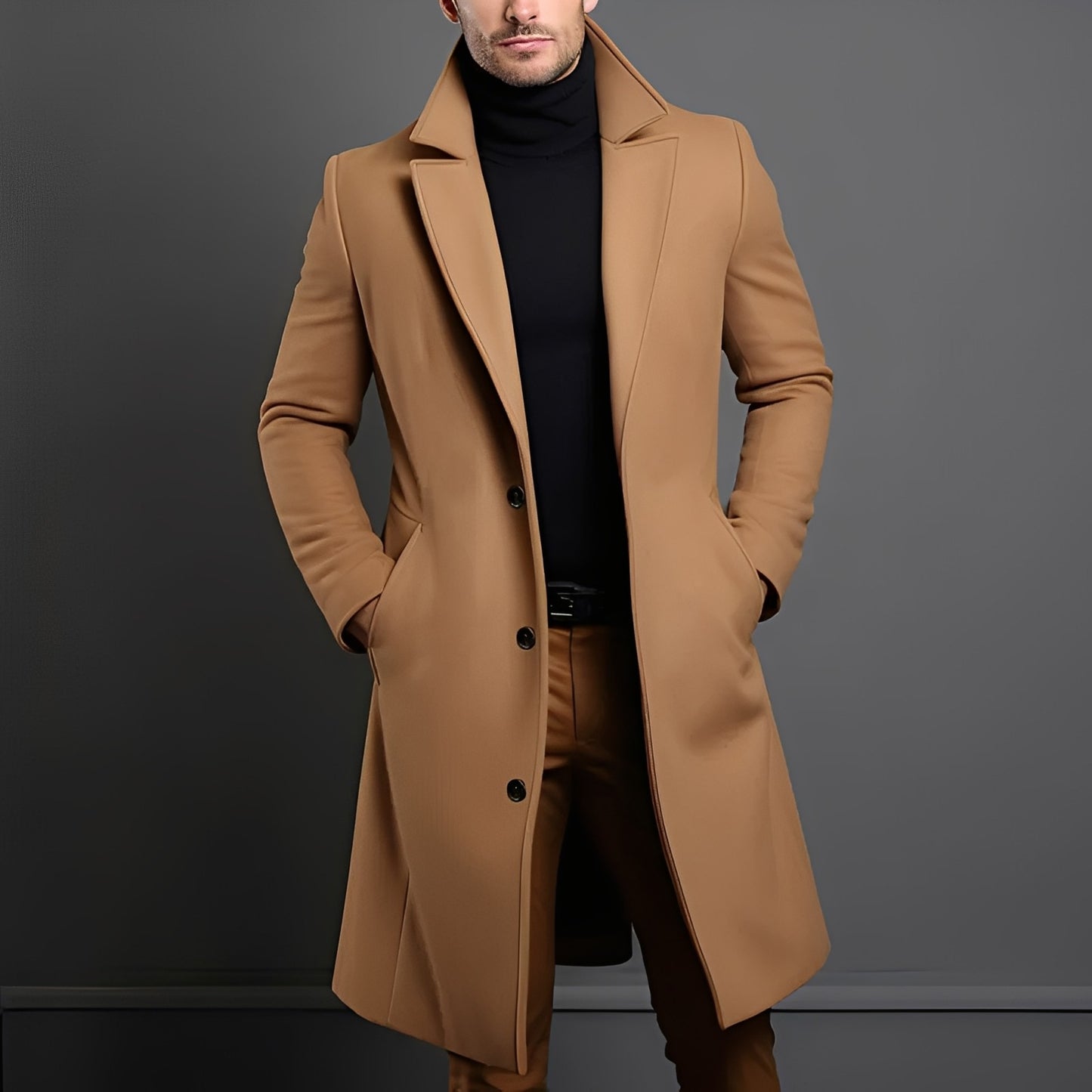Kristopher - Klassischer langer Wollmantel für Herren