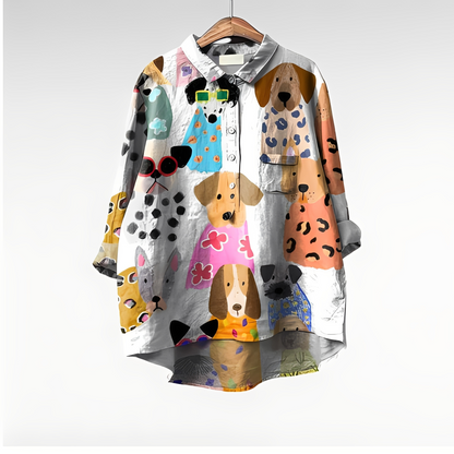 Eyden - Damenbluse mit langen Ärmeln und kreativem Design