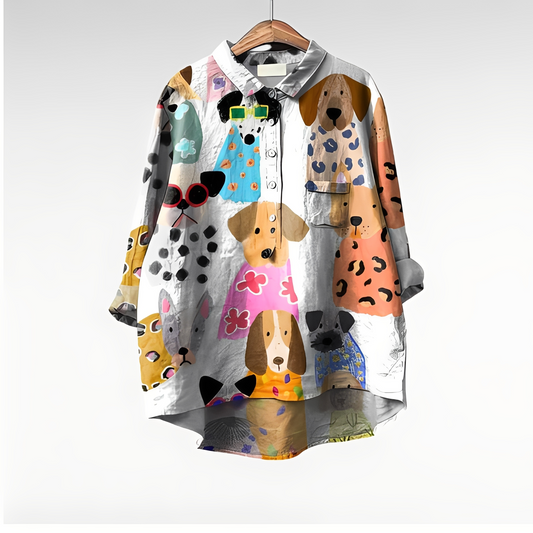 Eyden - Damenbluse mit langen Ärmeln und kreativem Design