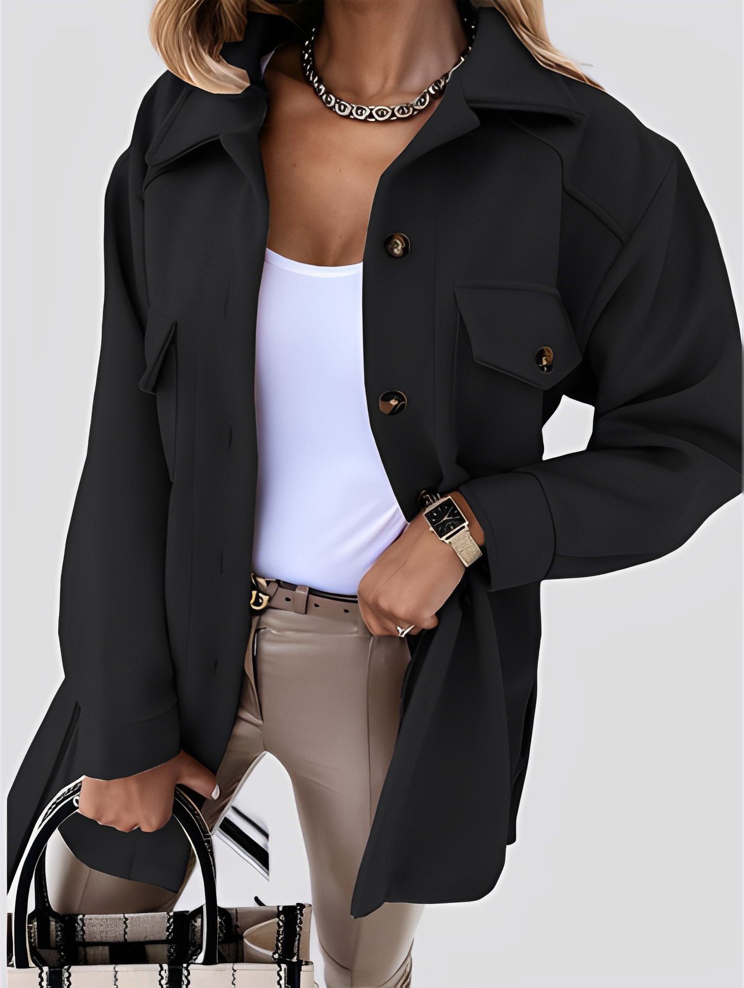 Tiffanie - Moderne, leichte Wolljacke mit Reverskragen für Damen