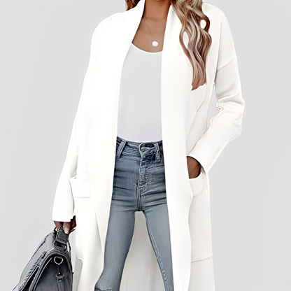 Chantal - Lässige lange Tweed-Strickjacke für Damen