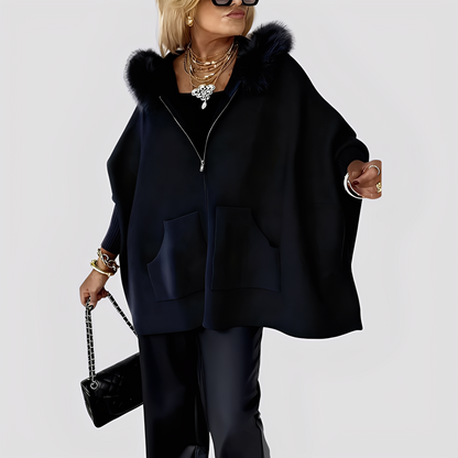 Elvena - Modischer Kunstfellmantel mit Kapuze für Damen
