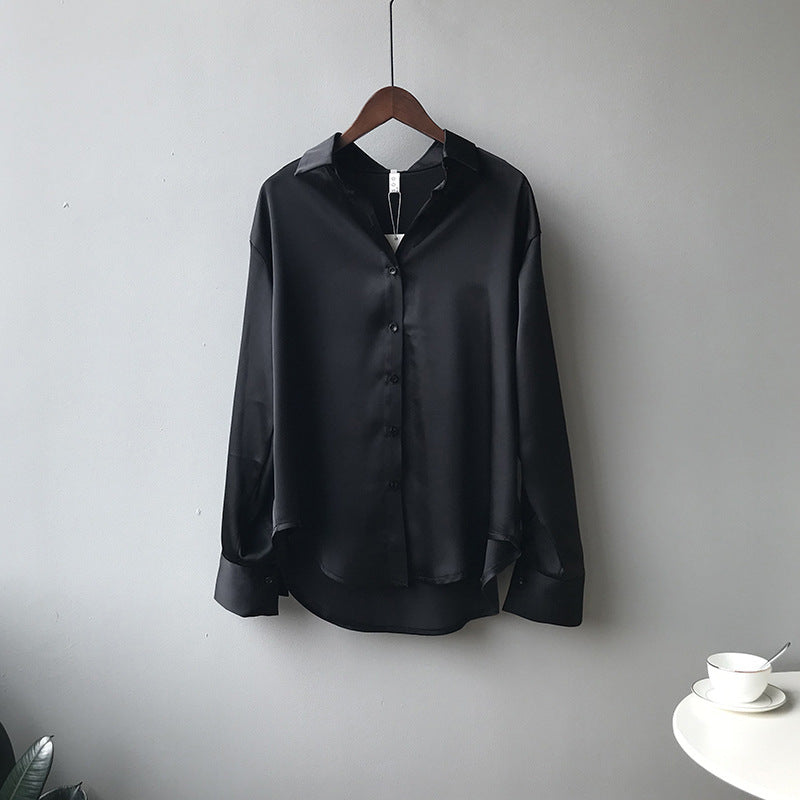 Briana - Elegante Satin-Seidenbluse mit Knopfleiste für Damen