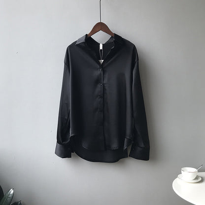Briana - Elegante Satin-Seidenbluse mit Knopfleiste für Damen