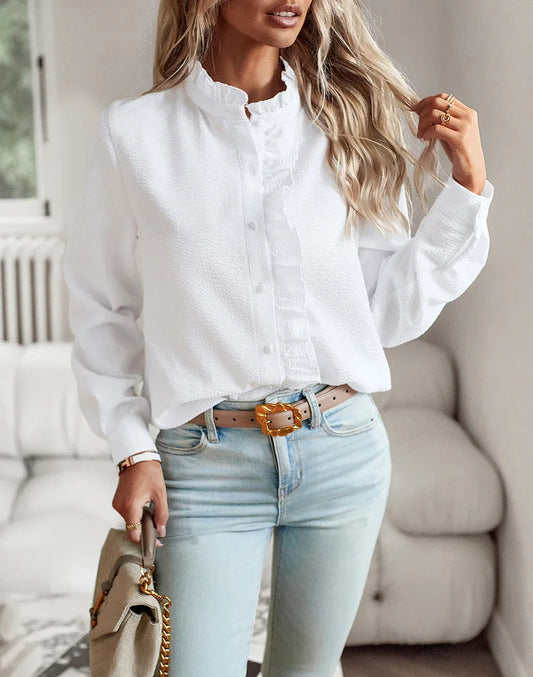Bridgette - Stilvolle Bluse mit Rüschenstreifen für Damen