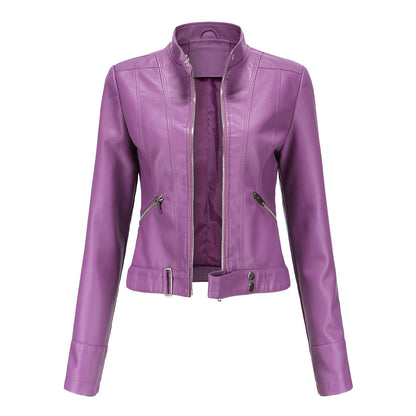 Madeline - Stilvolle Lederjacke mit Stehkragen für Damen