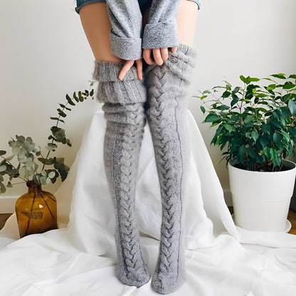 Hailee - Warme Strick-Overknee-Socken für Damen