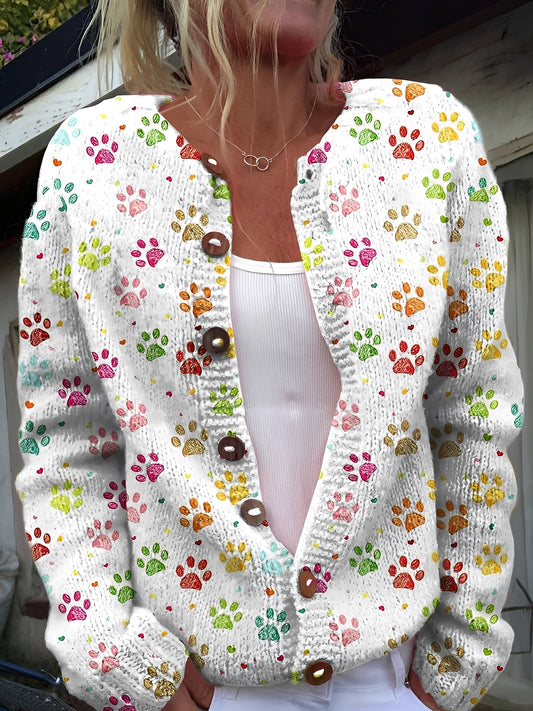 Kandace - Stilvolle Strickjacke mit Blumenmuster für Damen