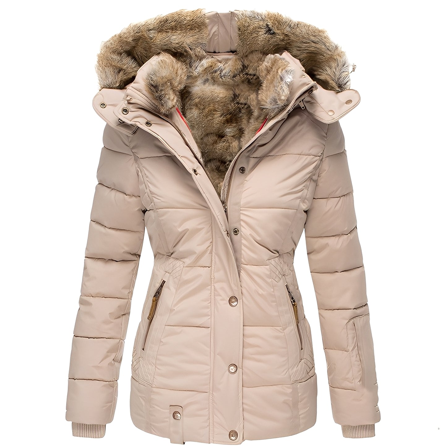 Odelia - Stilvolle, schmale Jacke mit Pelzkragen für Damen