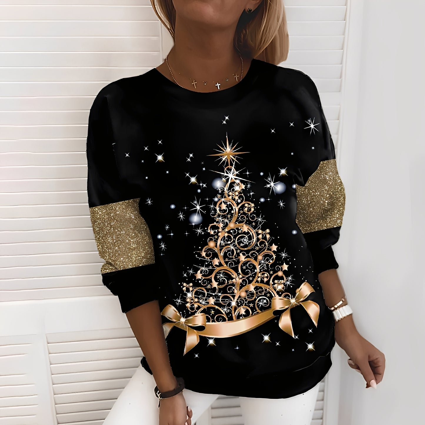 Elizabeth - Festlicher Pullover mit Baummotiv für Damen