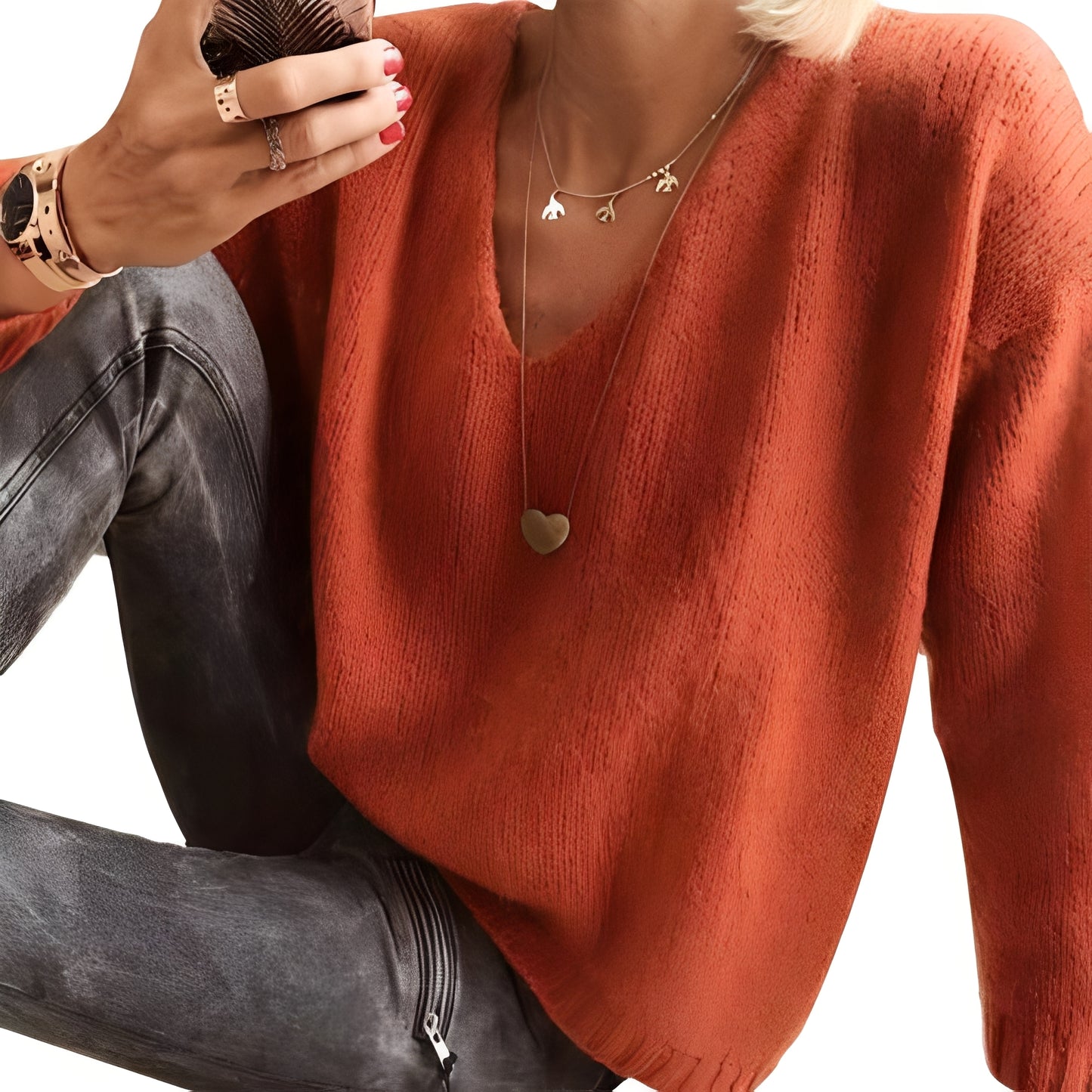 Dorris - Lässiger, schlichter Pullover mit langen Ärmeln für Damen