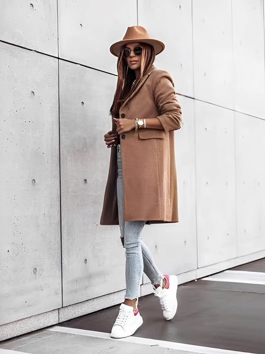 Rhetta - Eleganter Wollmantel mit Knöpfen für Damen
