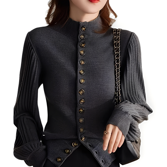 Adelyn - Lässiges Strickoberteil mit Laternenärmeln für Damen