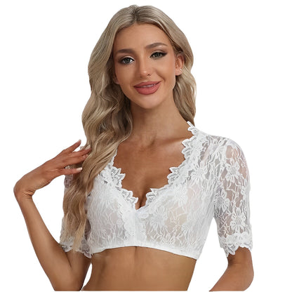 Bonnie - Stilvolle Oktoberfest-Dirndlbluse aus Mesh für Damen