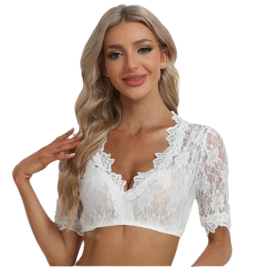 Bonnie - Stilvolle Oktoberfest-Dirndlbluse aus Mesh für Damen