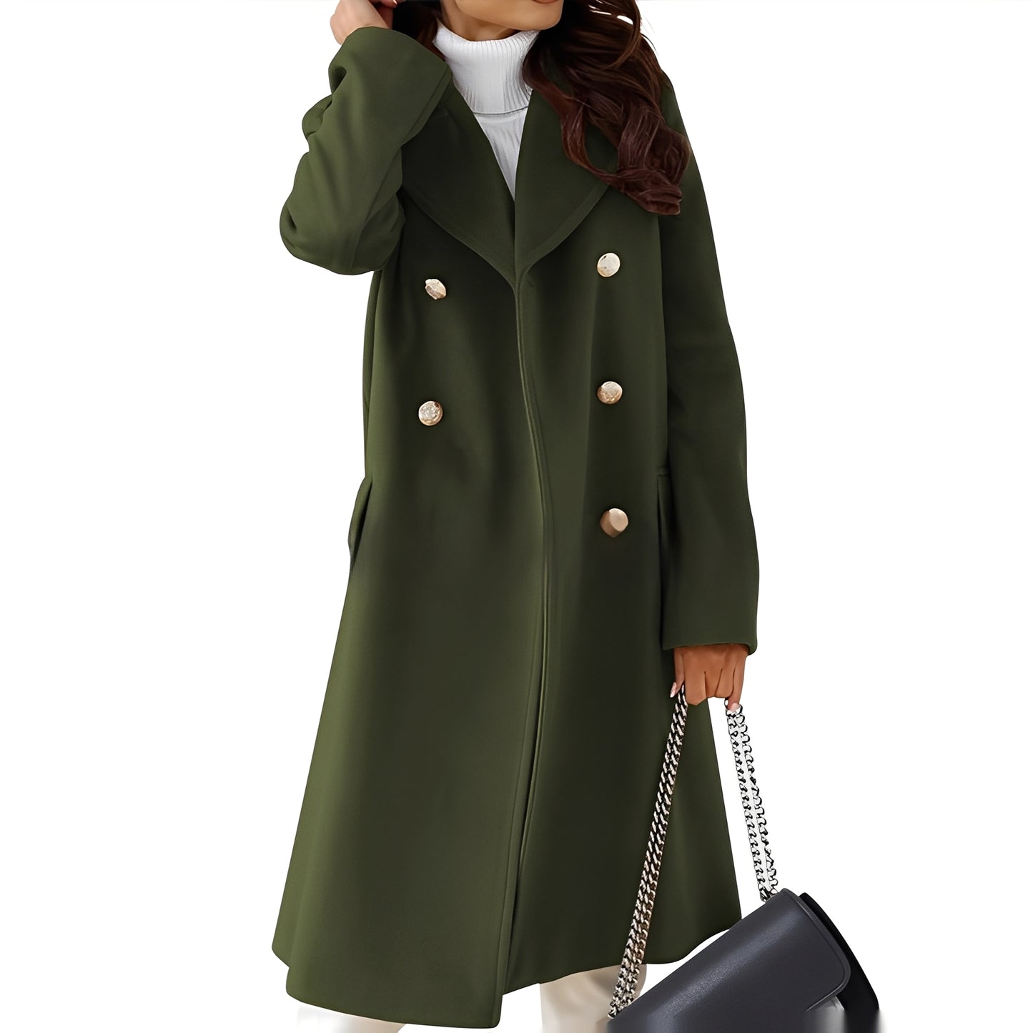 Viona - Moderner zweireihiger Wollmantel für Damen