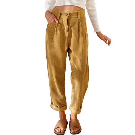Chelsie - Lässige Cordhose mit hoher Taille für Damen