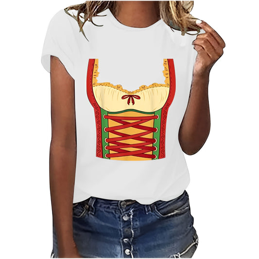 Hazel - Lässiges Oktoberfest-T-Shirt mit Print für Damen