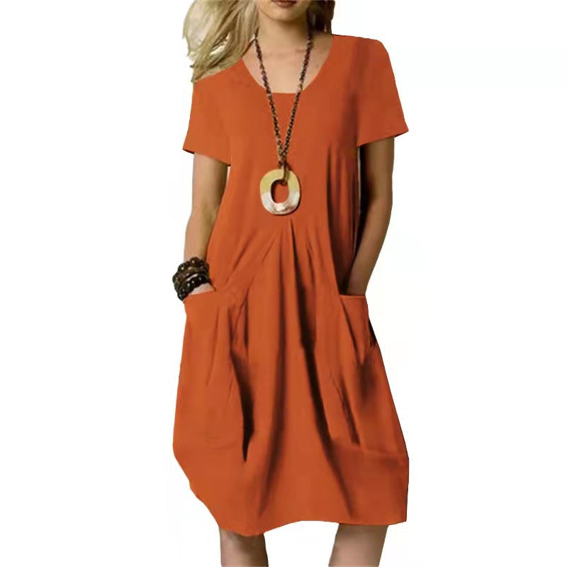 Carly - Sommerliches, einfarbiges, locker sitzendes Kleid
