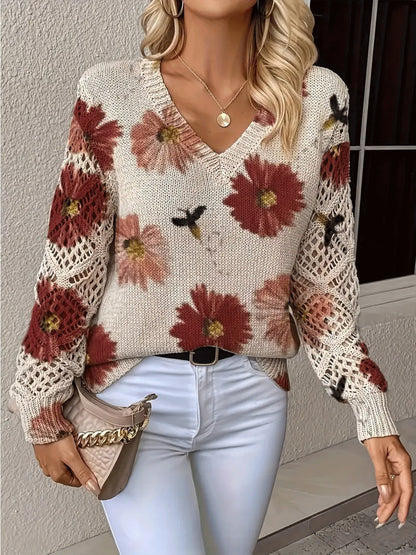 Ashtyn - Stilvoller Pullover mit Blumenmuster für Damen