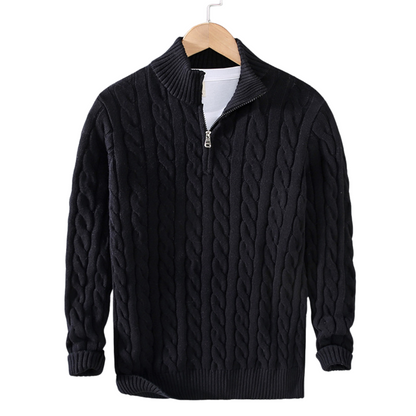Corvus - Herrenpullover mit halbem Reißverschluss