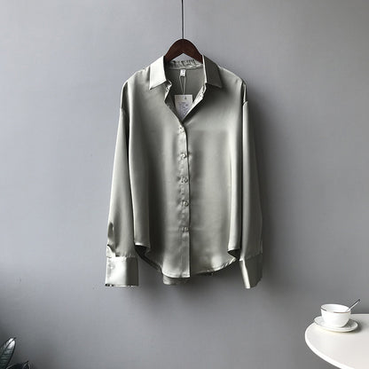 Briana - Elegante Satin-Seidenbluse mit Knopfleiste für Damen