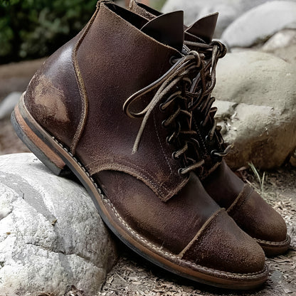 Jaydon - Retro-Lederstiefel mit runder Zehenpartie für Herren