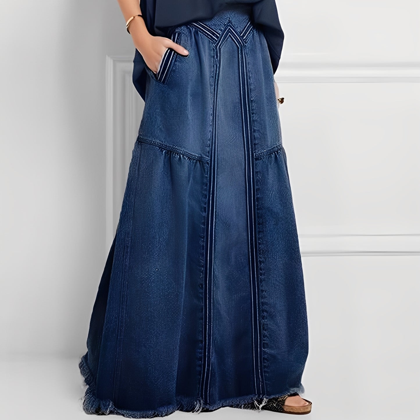 Jordyn - Lässiger elastischer Jeansrock mit Taschen für Damen