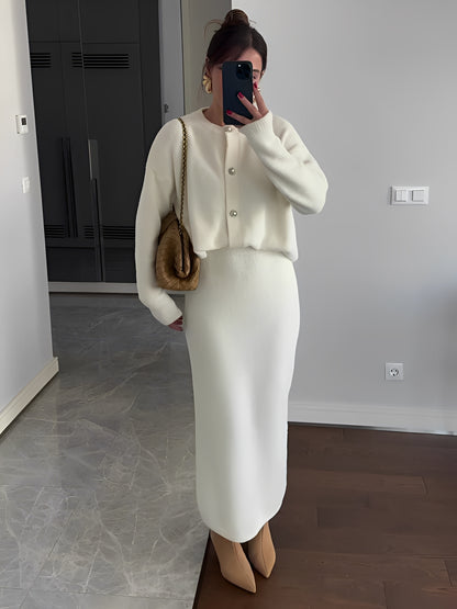 Cecilia - Elegantes Set aus Strickjacke und Rock für Damen