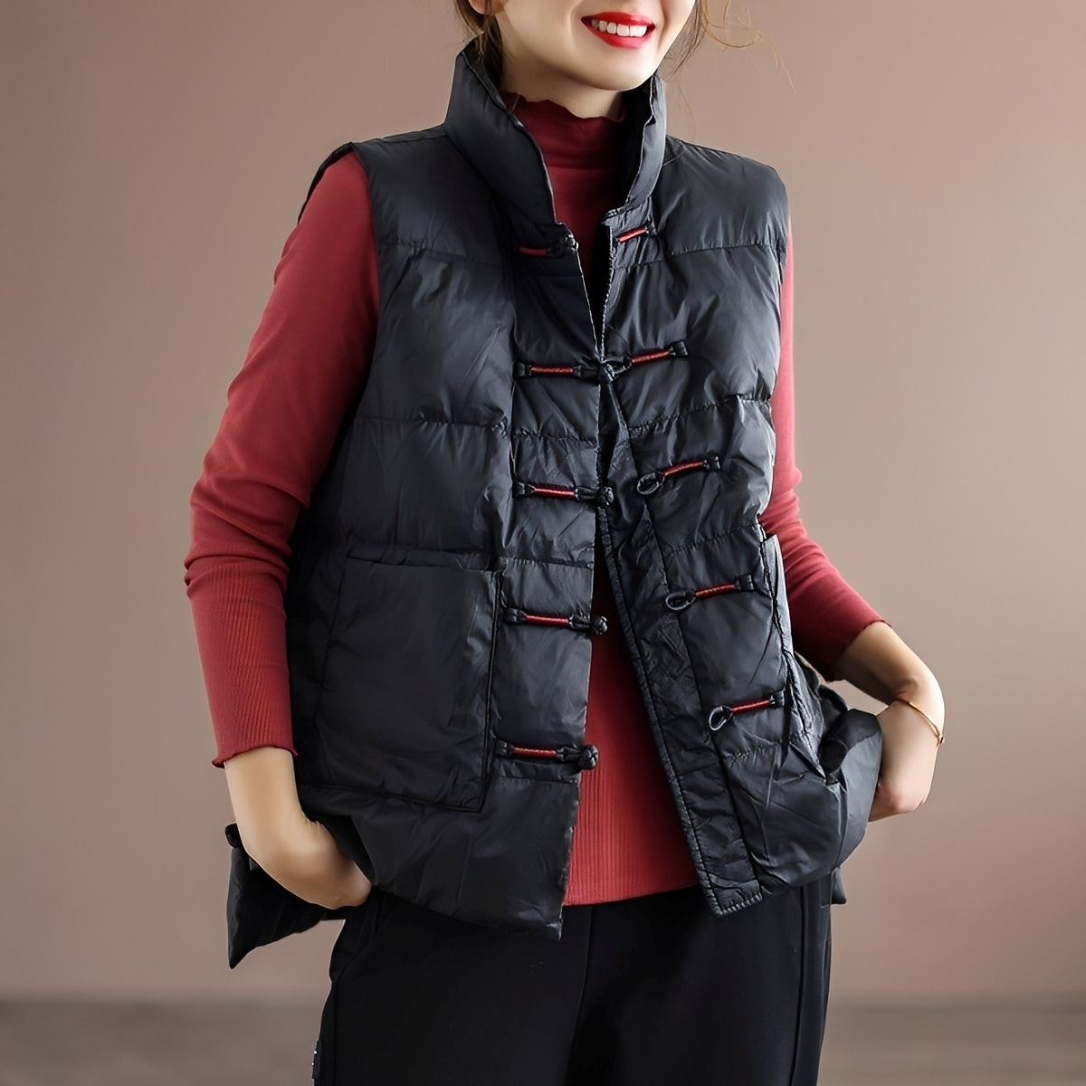 Amayah - Lässige Winterweste mit Taschen für Damen