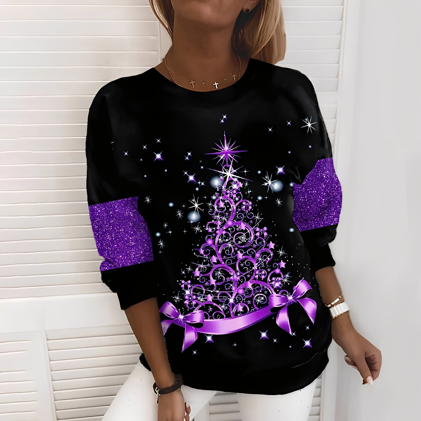 Elizabeth - Festlicher Pullover mit Baummotiv für Damen