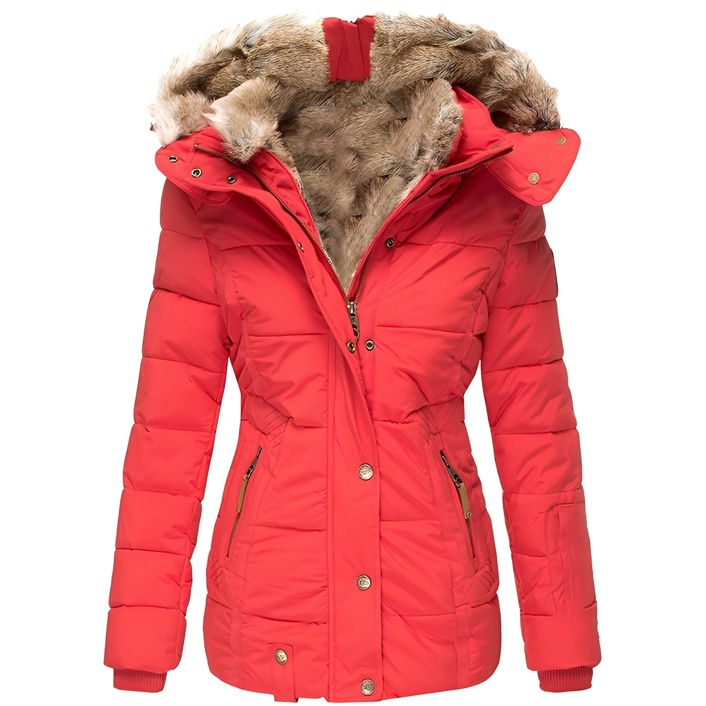Odelia - Stilvolle, schmale Jacke mit Pelzkragen für Damen