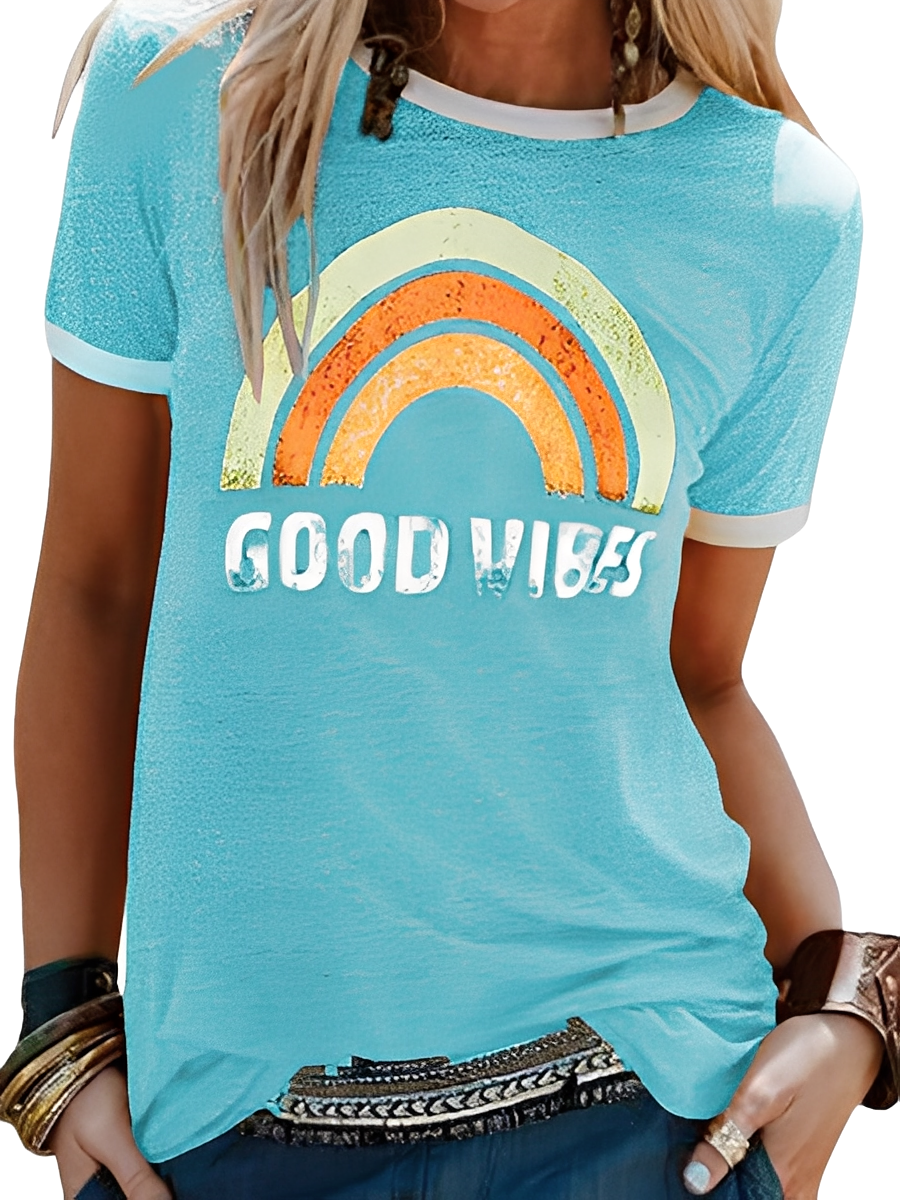 Daria - Einfaches Shirt mit Good Vibes-Aufdruck für Frauen