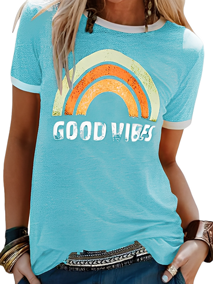 Daria - Einfaches Shirt mit Good Vibes-Aufdruck für Frauen