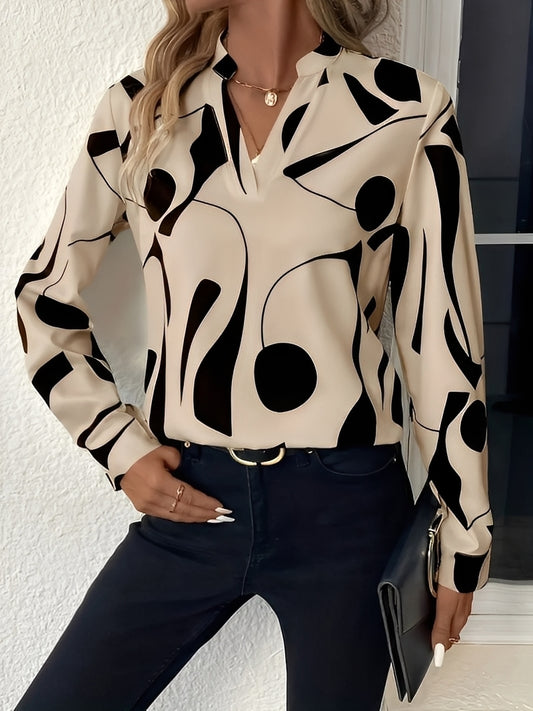 Melville - Stilvolle Langarmbluse mit Print für Damen