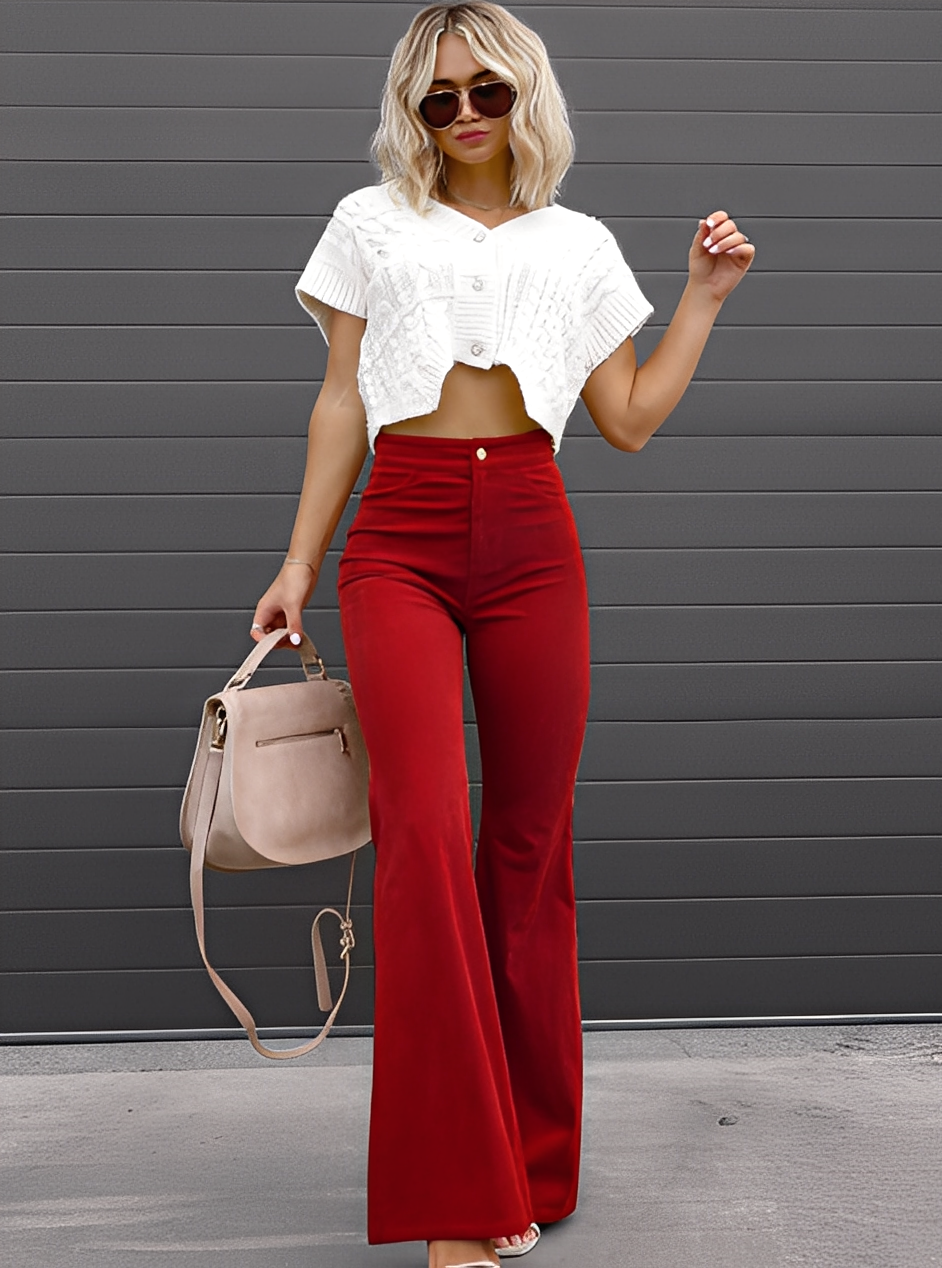 Deziree - Lässige Flare-Hose mit hoher Taille für Damen