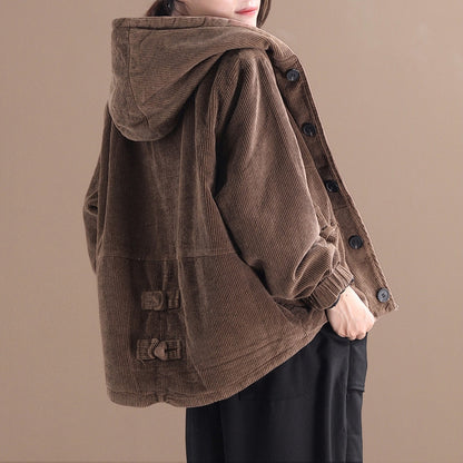 Rachel - Lässige kurze Cordjacke mit Kapuze für Damen