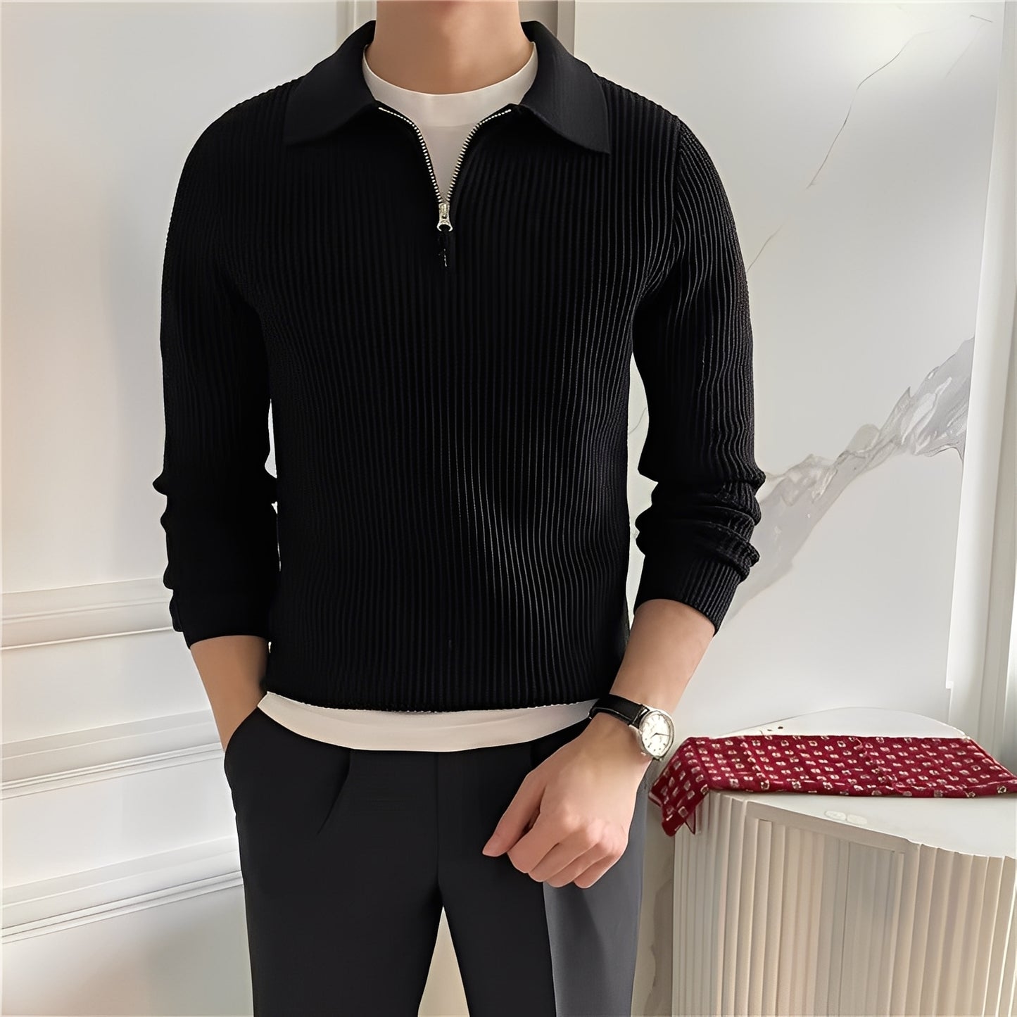 Justin - Eleganter Strickpullover mit Reißverschluss für Herren