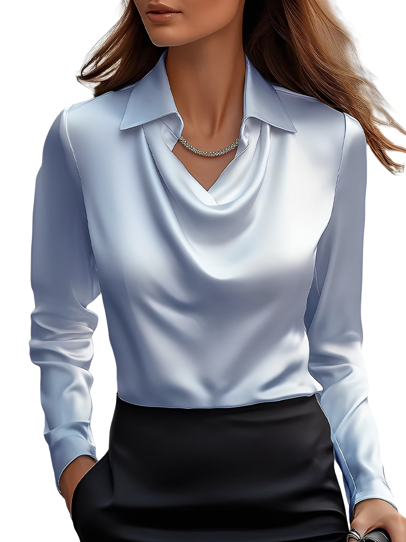 Dionne - Elegante Langarmbluse aus Satin für Damen