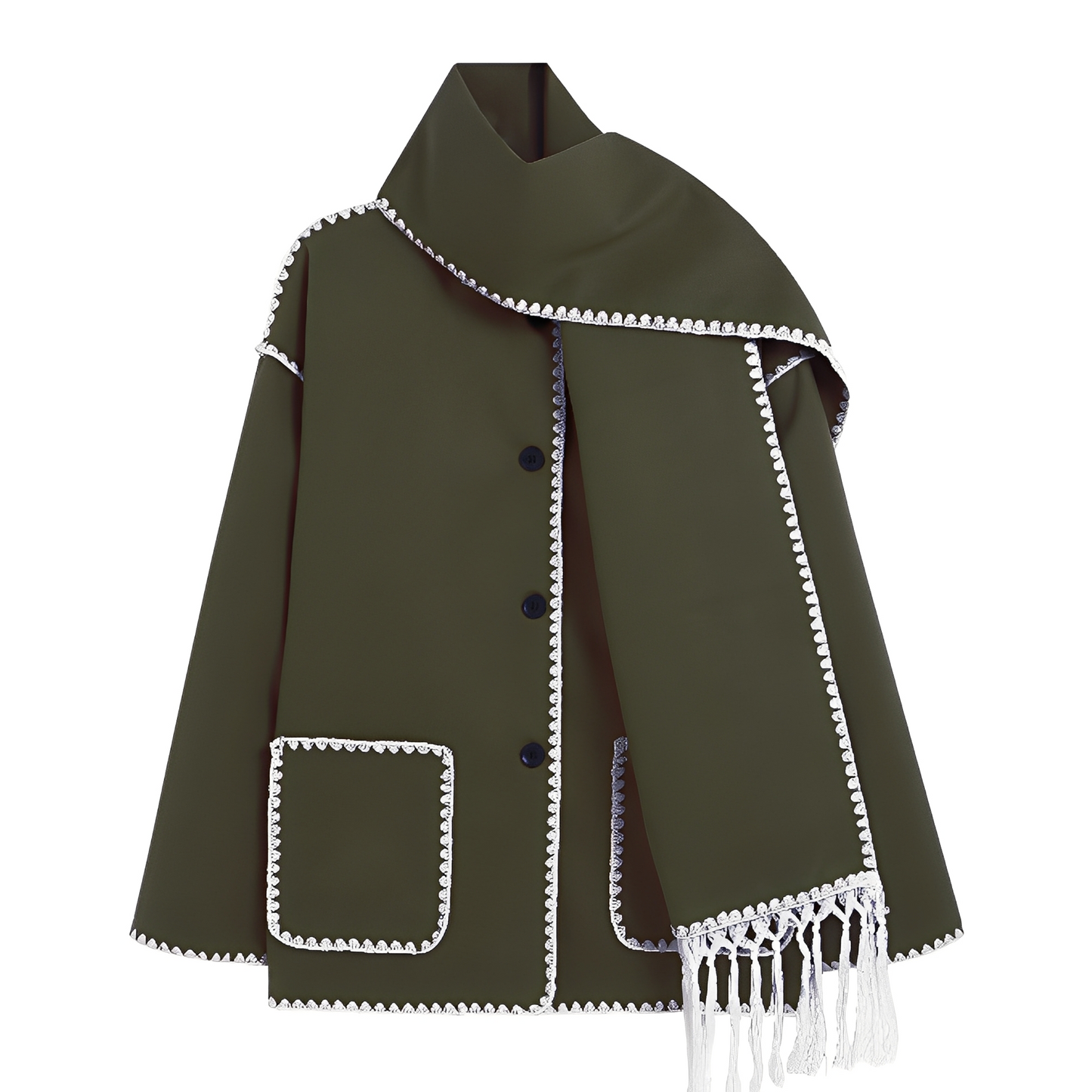 Amilia - Stilvolle, locker sitzende Wolljacke mit Schal für Damen