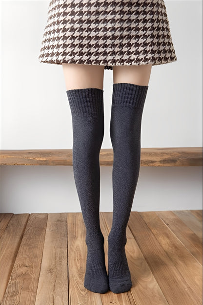 Hillary - Warme Overknee-Socken aus Samt für Damen