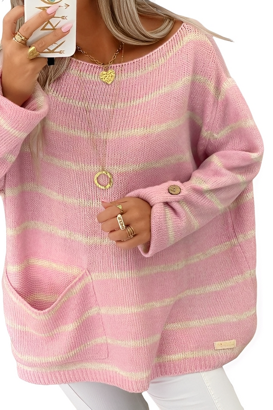 Elianna - Lässiger, locker geschnittener Streifenpullover für Damen