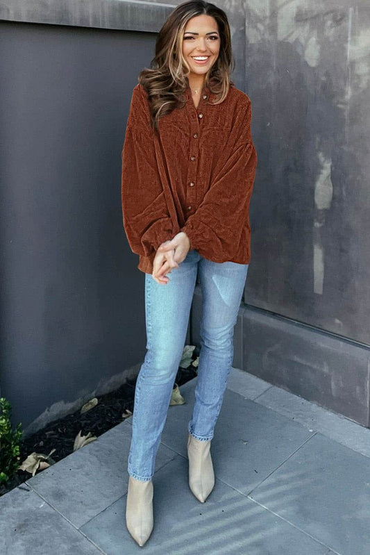 Mai - Kordbluse mit Puffärmeln Damenkleidung