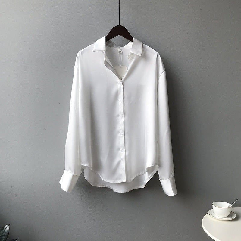 Briana - Elegante Satin-Seidenbluse mit Knopfleiste für Damen