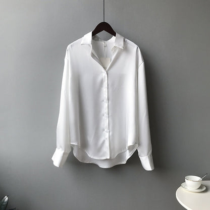 Briana - Elegante Satin-Seidenbluse mit Knopfleiste für Damen