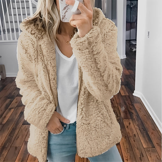 Blaire - Lässige Teddyfell-Kapuzenjacke für Damen