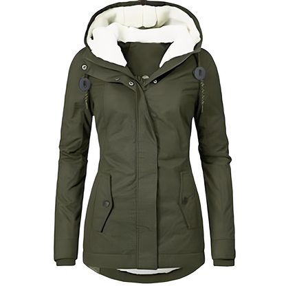 Valary - Wasserdichte Samtjacke mit Kapuze für Damen